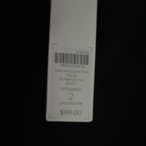 Chicos Black One Shoulder Top - Picture 4 of 5